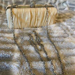 Vintage ruffle white clutch cross body